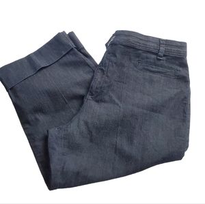 Bandolino Capris Pants Crop Jean Material Dark Blue Stretch Plus Size 16